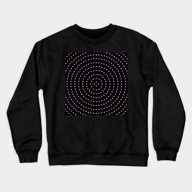 Circular Bullseye Pattern no.3 Black with Pink LIne with White Dots Crewneck Sweatshirt by Neil Feigeles